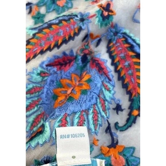 Sundance Catalog Top Women’s Sz XS  Thermal BOHO Embroidered Shirt Blue Summer - Picture 14 of 14